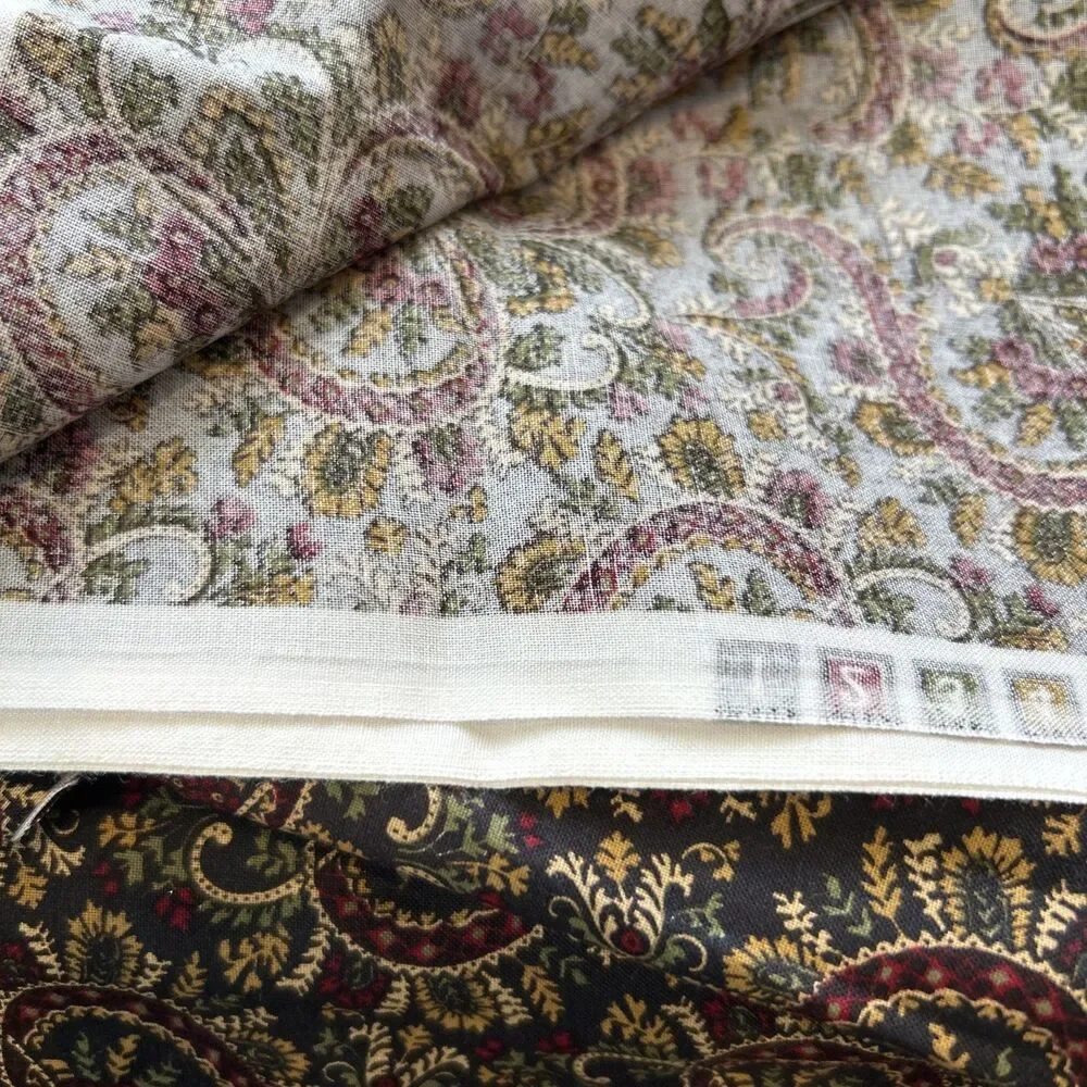 Vintage Cranston Print Works VIP USA Floral Cotton Quilting Fabric Florals 2 Pc
